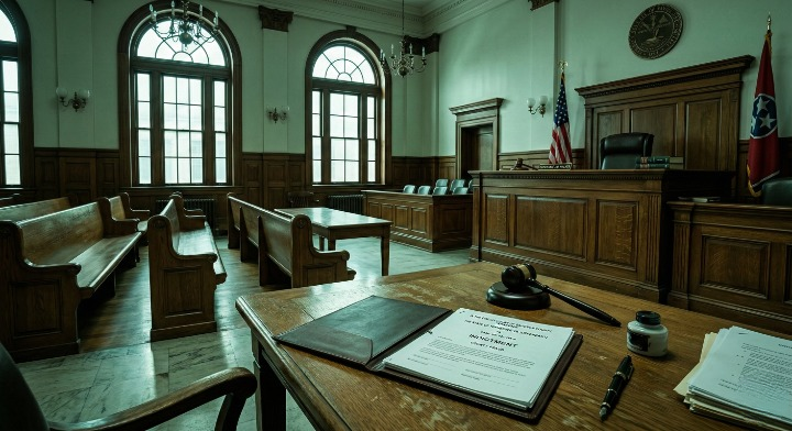 hamilton-county-criminal-continuance-procedure Empty courtroom setting representing a continuance in a Hamilton County criminal case.