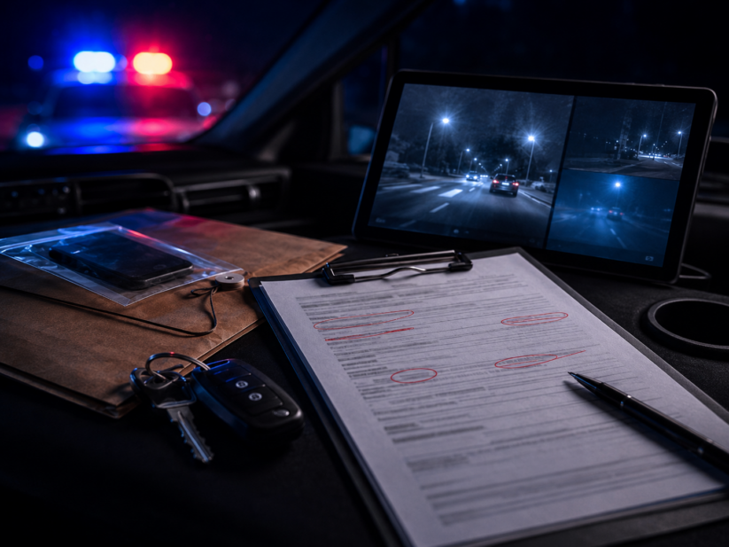 wrong-dui-police-report-tennessee.jpg DUI police report with incorrect details being reviewed for a Tennessee defense case.